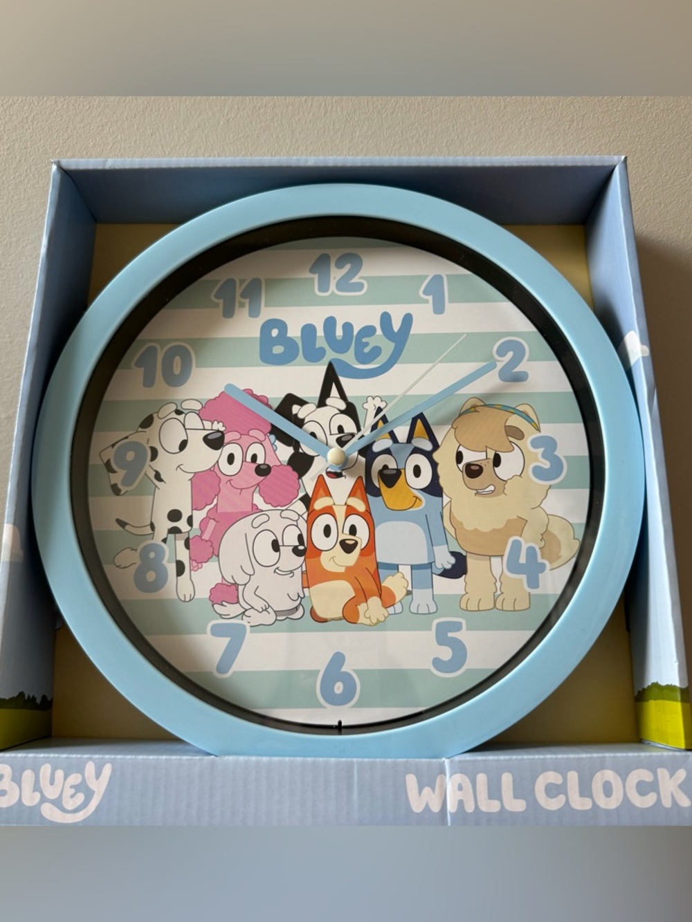 Bluey Wall Clock NEW Kids Bedroom Decor Cartoon Character Clock Nursery Playroom